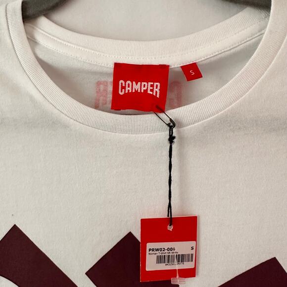 Camper Women's Logo Graphic Tee T-shirt Top Short Sleeve White NEW Small - Picture 2 of 3
